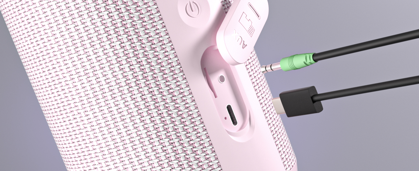 RIENOK Портативна Bluetooth Колонка з Підсвічуванням, Рожева, IPX7 Водонепроникна, 3600 mAh, Bluetooth 5.3, Бас, Стерео Звук