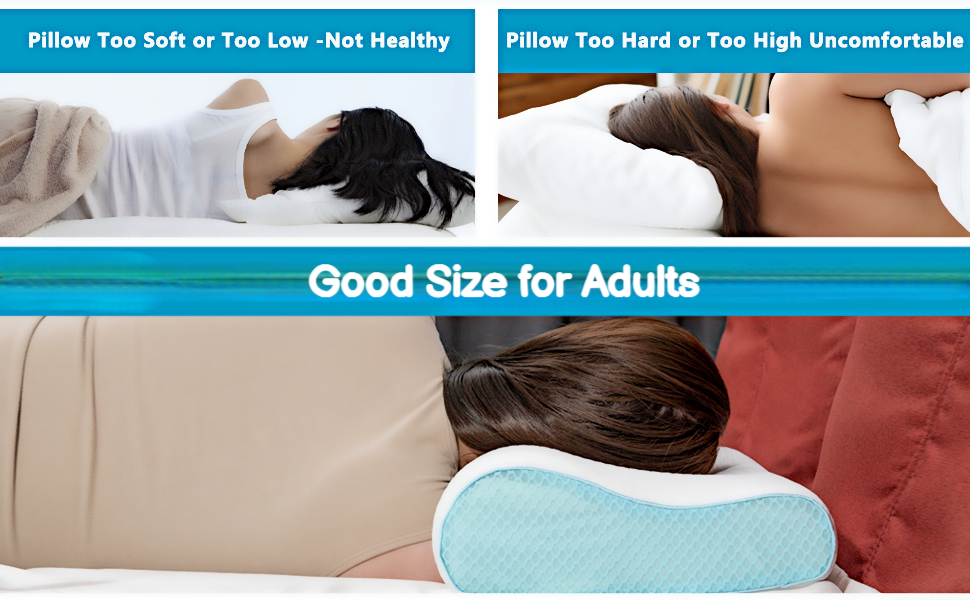 Подушка для шиї Enighs для зняття напруги, подушка з memory foam, ергономічна подушка для шиї для тих, хто спить на боці, спині та животі з охолоджувальними чохлами (24'L x 14'W x 5'H-2)