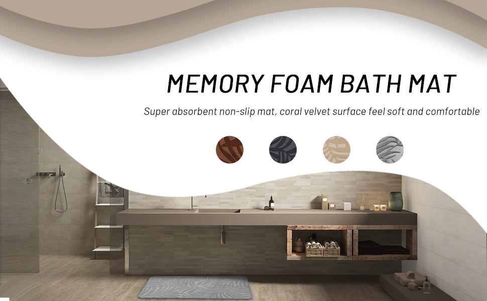 Килимок для ванної LY4U Memory Foam, нековзний, м'який, можна прати в пральній машині, суперабсорбент, 50x80 см, сірий