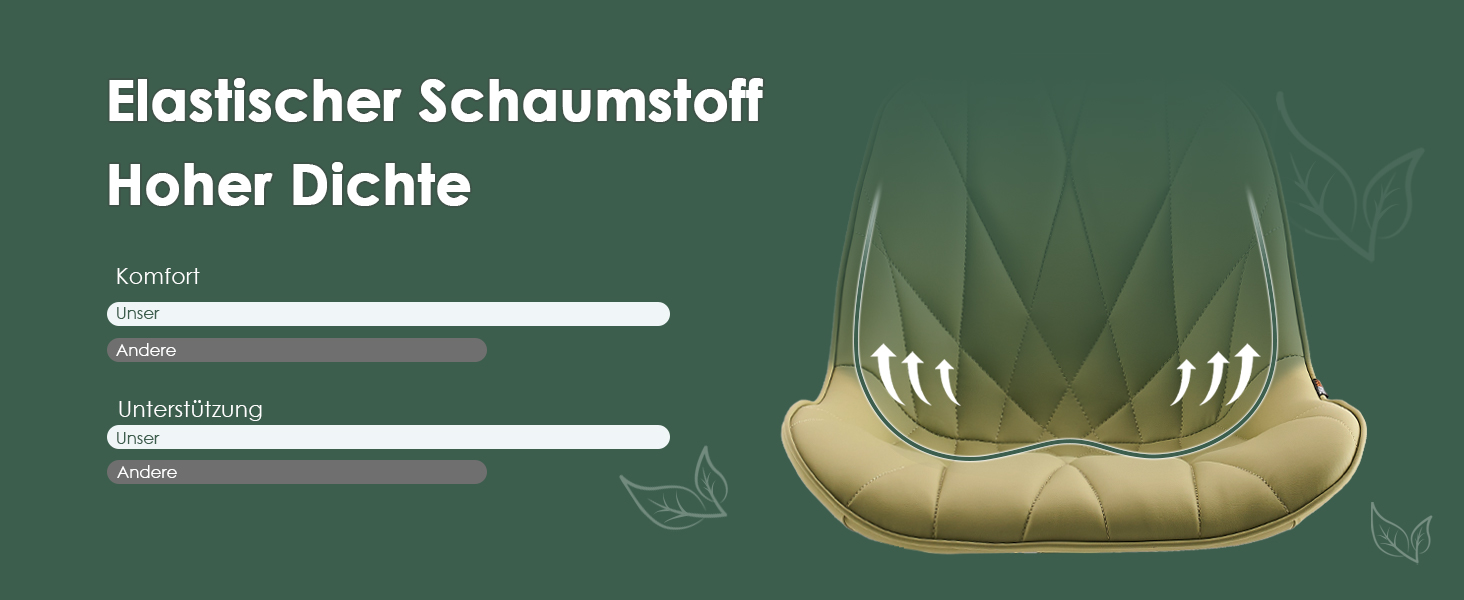 Офісне крісло YOUTASTE з принтом листя, ергономічне, регульоване по висоті з функцією гойдання, без підлокітників, шкіряне для дому та офісу (Авокадо)