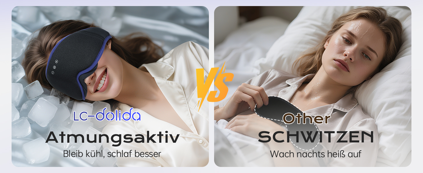 Маска для сну LC-Dolida 3D Bluetooth з навушниками для жінок та чоловіків, повна світлоблокада та комфорт на всю ніч. М'яка маска для сну з навушниками, ідеальна для подорожей та сну в ліжку (Блакитна)