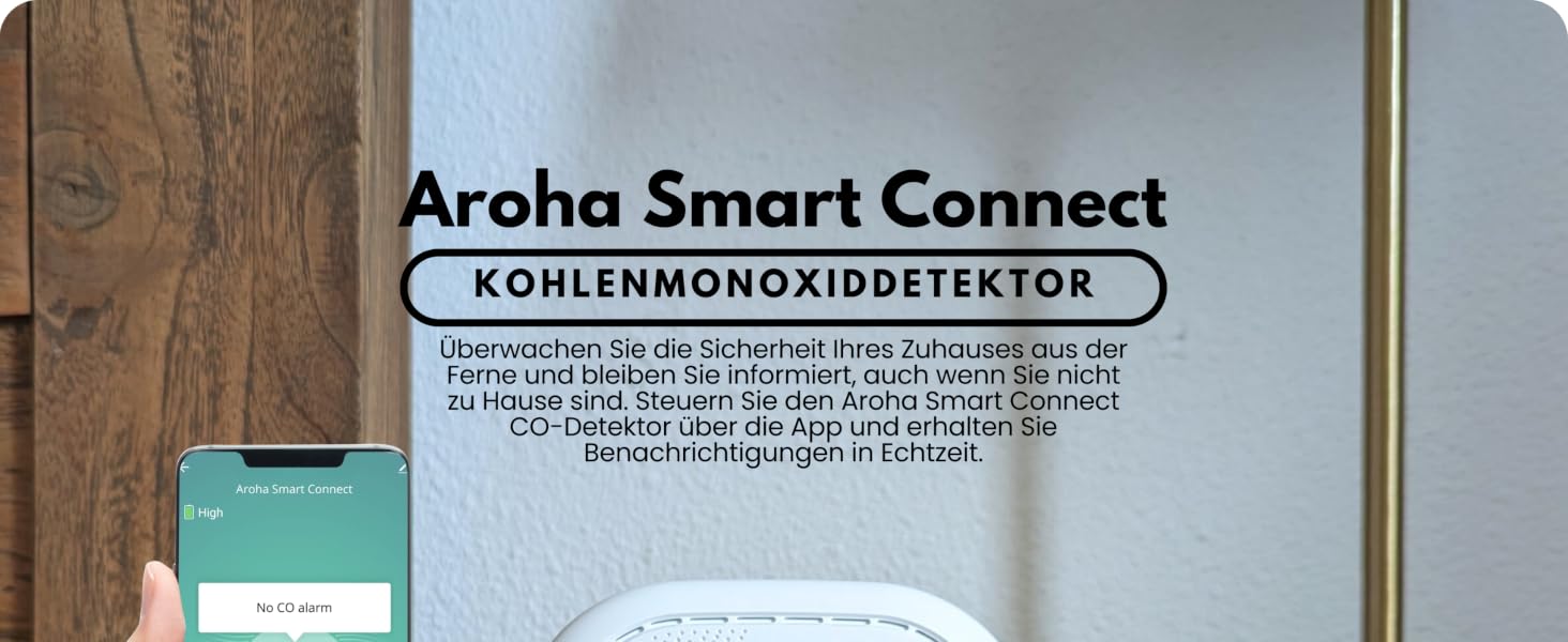 Розумний датчик чадного газу Aroha Smart Connect Wi-Fi (Tuya, Smart Life) з батареєю на 10 років, детектор CO для Smart Home