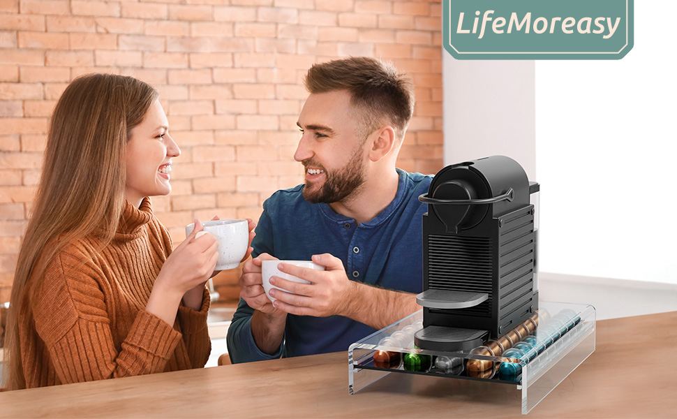 Організатор для капсул Nespresso LifeMoreasy - контейнер для 40 капсул, прозорий, висувний, для зберігання кави