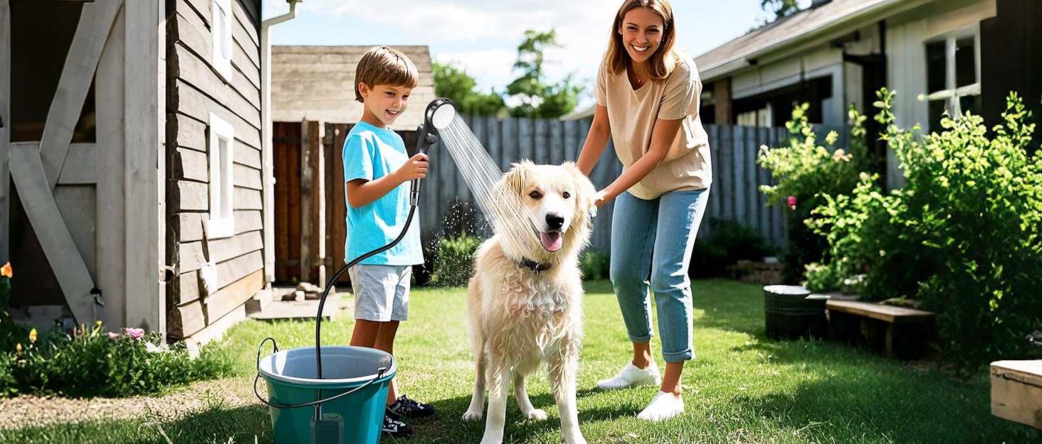 Портативна душова кабіна для кемпінгу AUTOPkio з акумулятором 6000mAh, цифрова панель керування, чорна