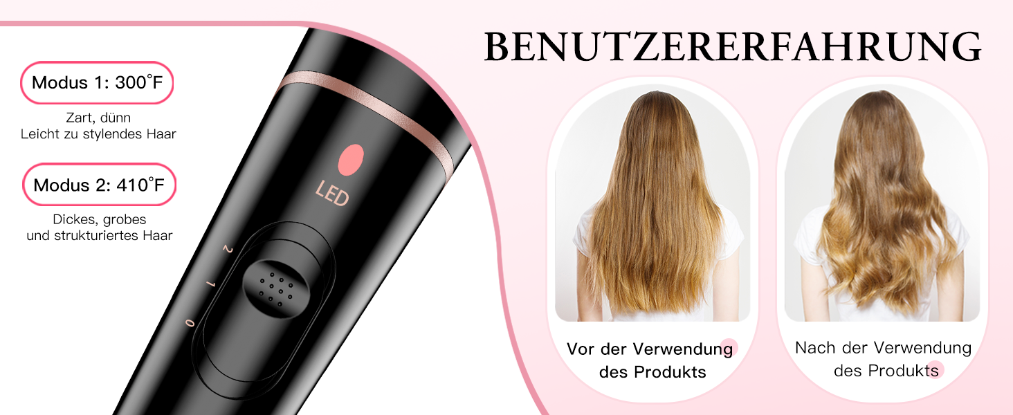 BESTOPE PRO Локкенштаб 6-в-1: великі та малі локони, різні насадки, регулювання температури, чорний