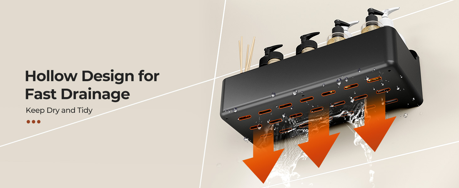 Поличка для душу Orimade без свердління, нержавіюча сталь, 5 шт., тримач для шампуню, велика місткість, чорний ABS пластик, 5 шт.