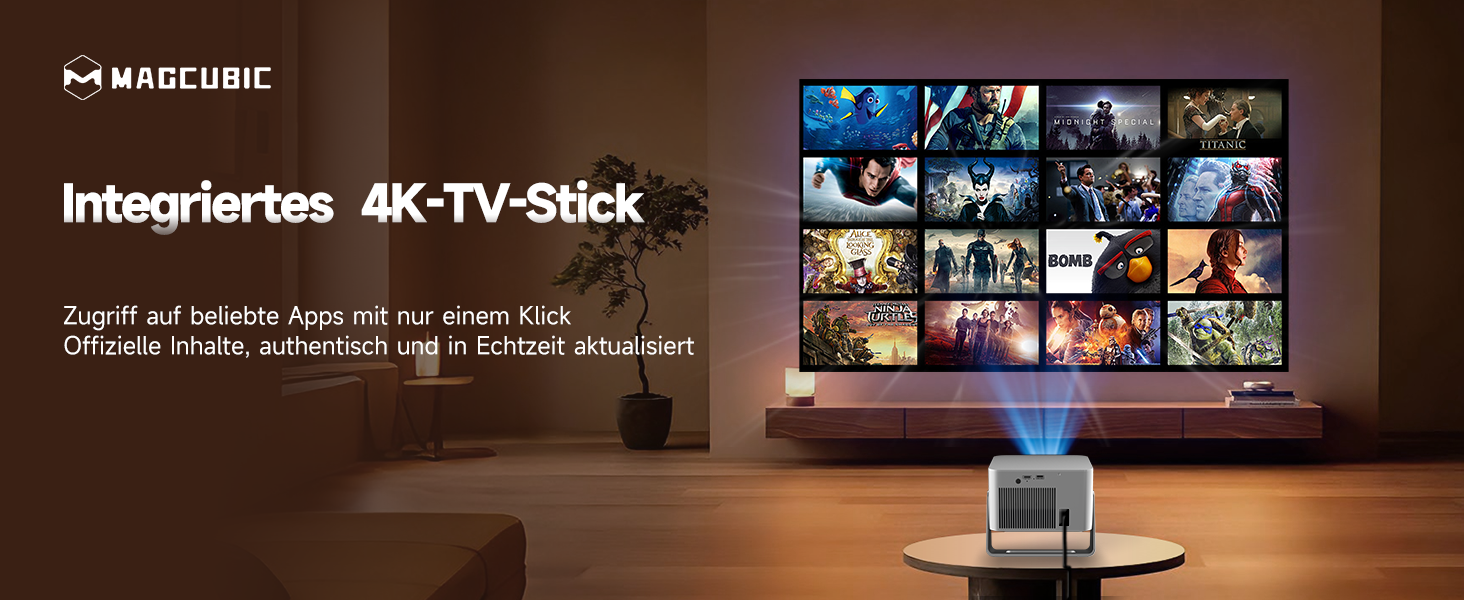 Проєктор Magcubic HY350GT 4K Smart Beamer, Full HD 1080P, 650 ANSI люмен, Автофокус, Автоматична корекція трапеції, Динаміки Dolby Audio 15W, WiFi 5, Bluetooth 5.1, Поворот на 180°, Колір: Сірий