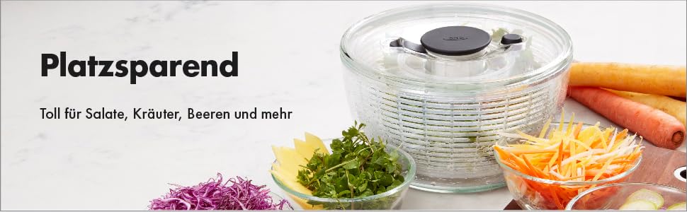 OXO Good Grips Салатниця-віджимник з ситом та кришкою, зелена – для сушіння салату