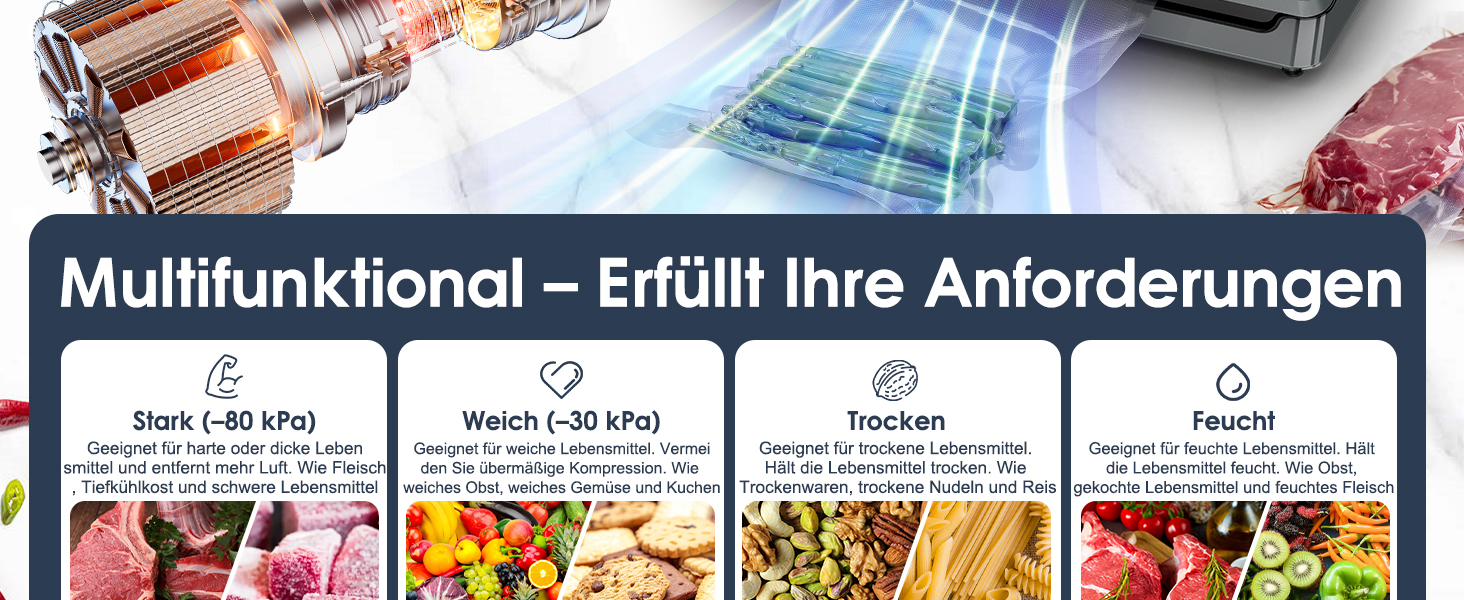 Вакууматор YASHE 80KPA з магнітною кришкою, 10-в-1 вакуумний пакувальник для продуктів з подвійним швом, подвійним насосом та відсіком для рулонів, сірий