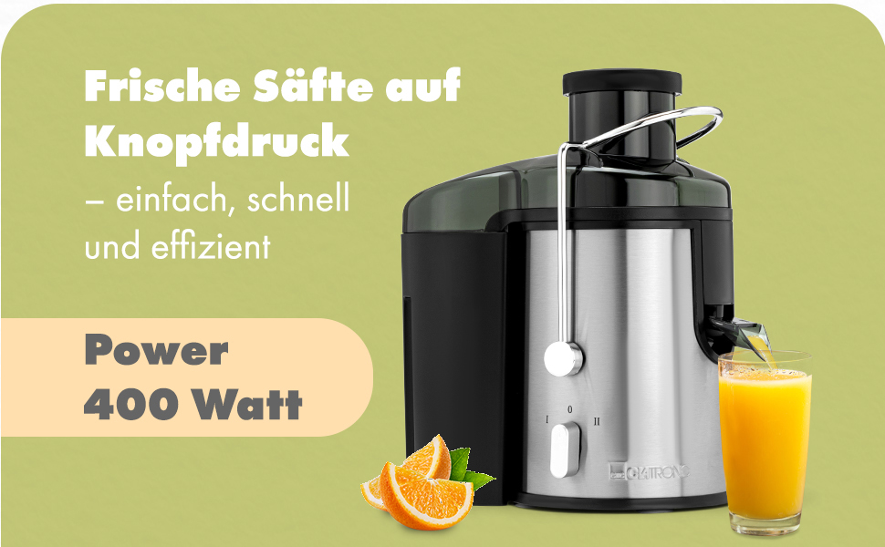Електричний соковитискач Clatronic AE 3666: для овочів та фруктів, великий завантажувальний отвір, Slow Juicer, 400W, система Tropfstopp, легке очищення