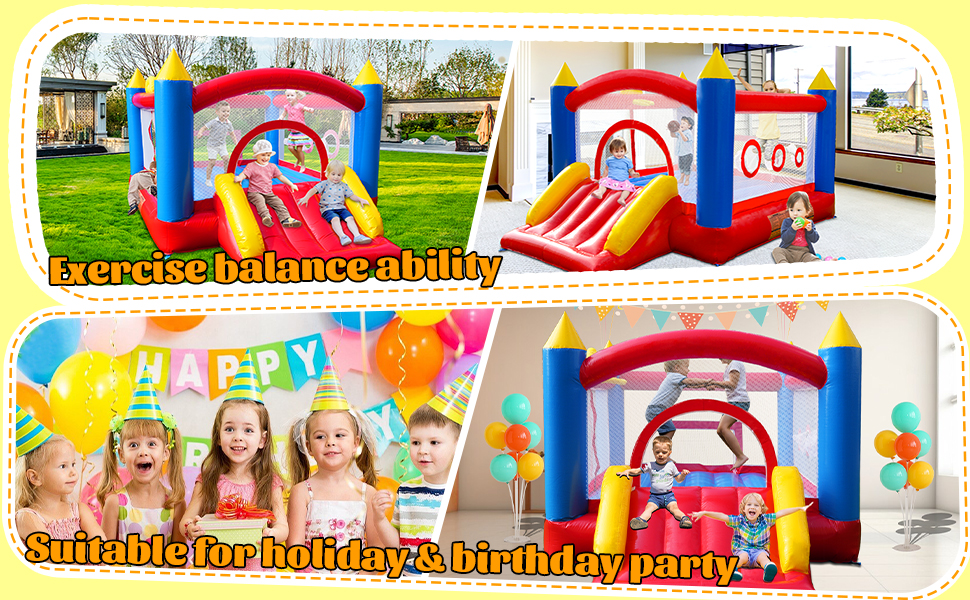 Надувний батут для дітей з насосом, міцний матеріал, для 3-4 дітей, 315x245x194 см (PVCSZ)