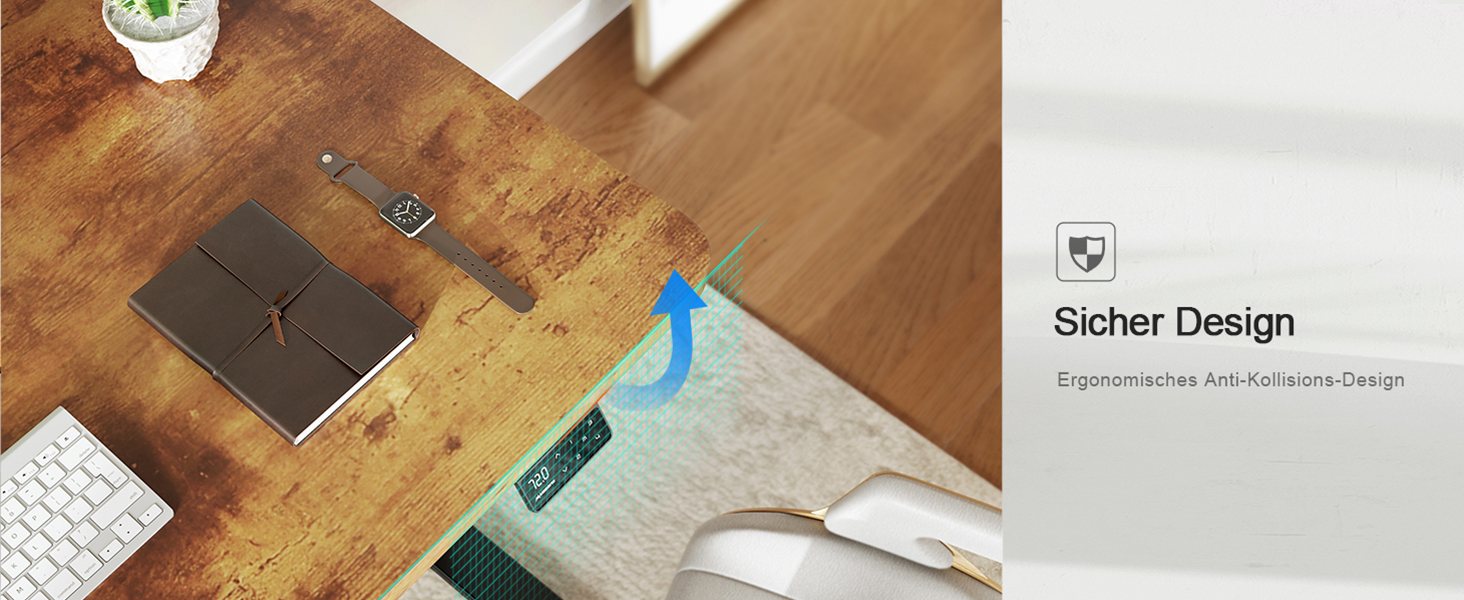 Регульований стіл MAIDeSITe 160 x 80 см з електроприводом та LED-підсвіткою (S1 Pro) сірий + вінтажний коричневий