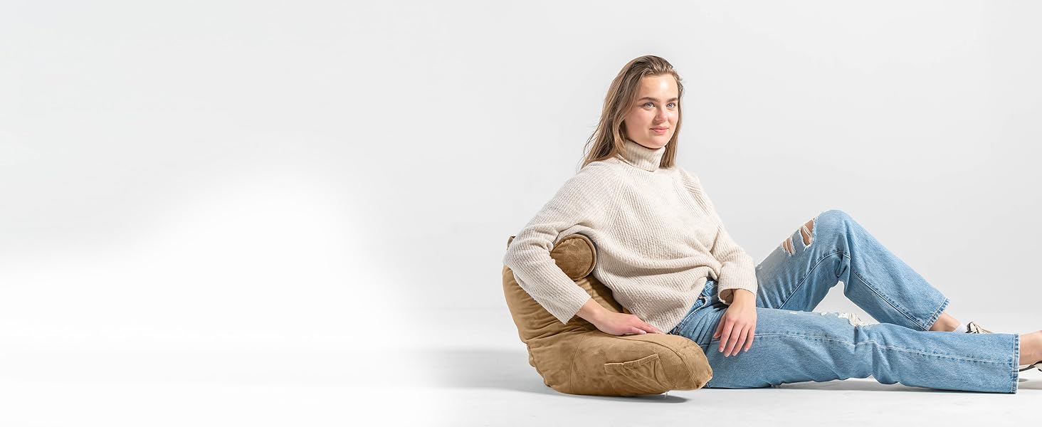 Подушка для читання Ella Lesekissen для ліжка та дивану з знімною подушкою для шиї - спинна подушка для ліжка. Подушка для читання з піною з пам'яті з підлокітниками, ідеально підходить для читання, перегляду телевізора, відпочинку або як спинна підтримка (колір: коричневий)