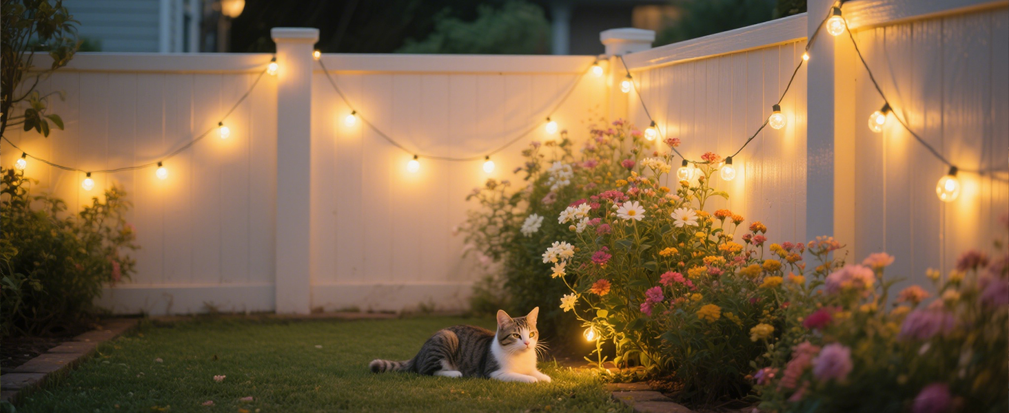 Льо́нточна гiрля́нда для зовнiшнього використання 30м, 50+2 лампочки G40, тепле бiле свiтло, IP45, для терас, вечiрiнок, саду та балкону, стиль Едiсона, з'єднувальна, чорний колір