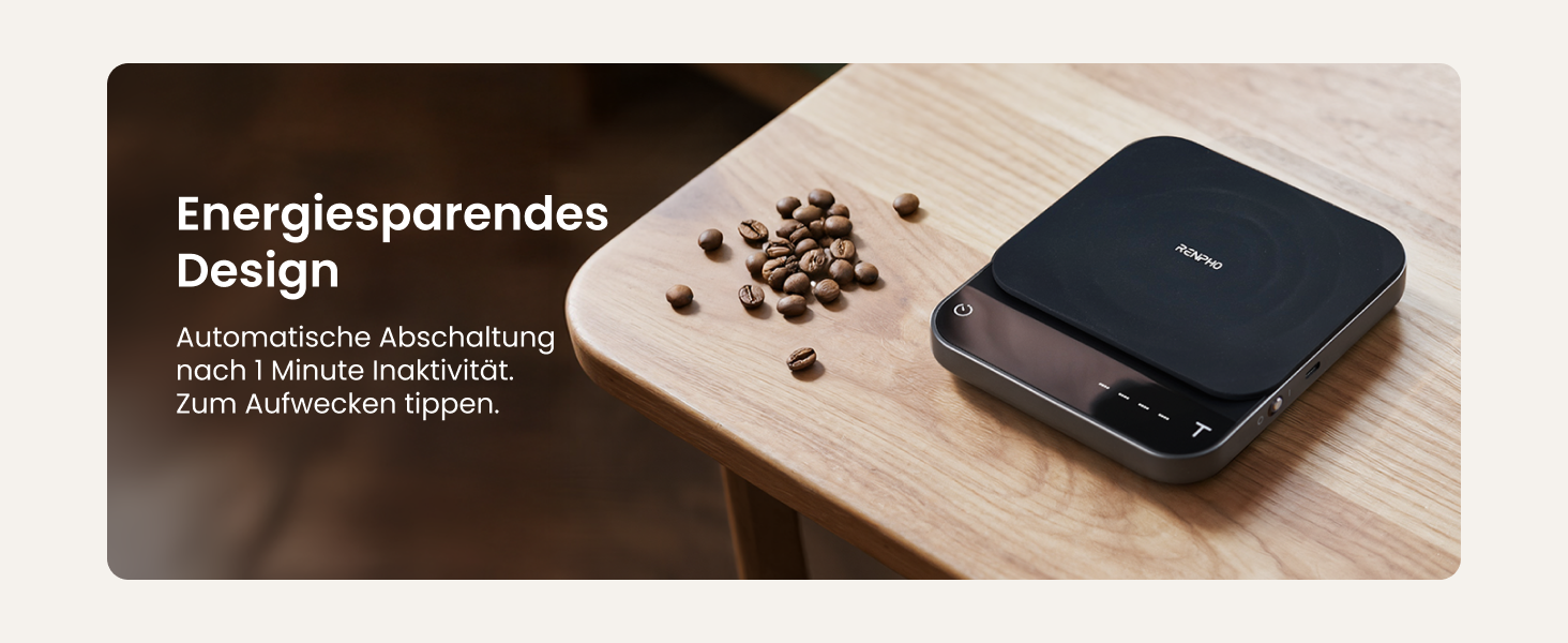 Електрична вага для кави RENPHO з таймером, перезаряджувана, точність 0,1г/3кг, автоматичний таймер, портативна вага для приготування кави Pour-Over та Filter, чорний, 192*167 мм