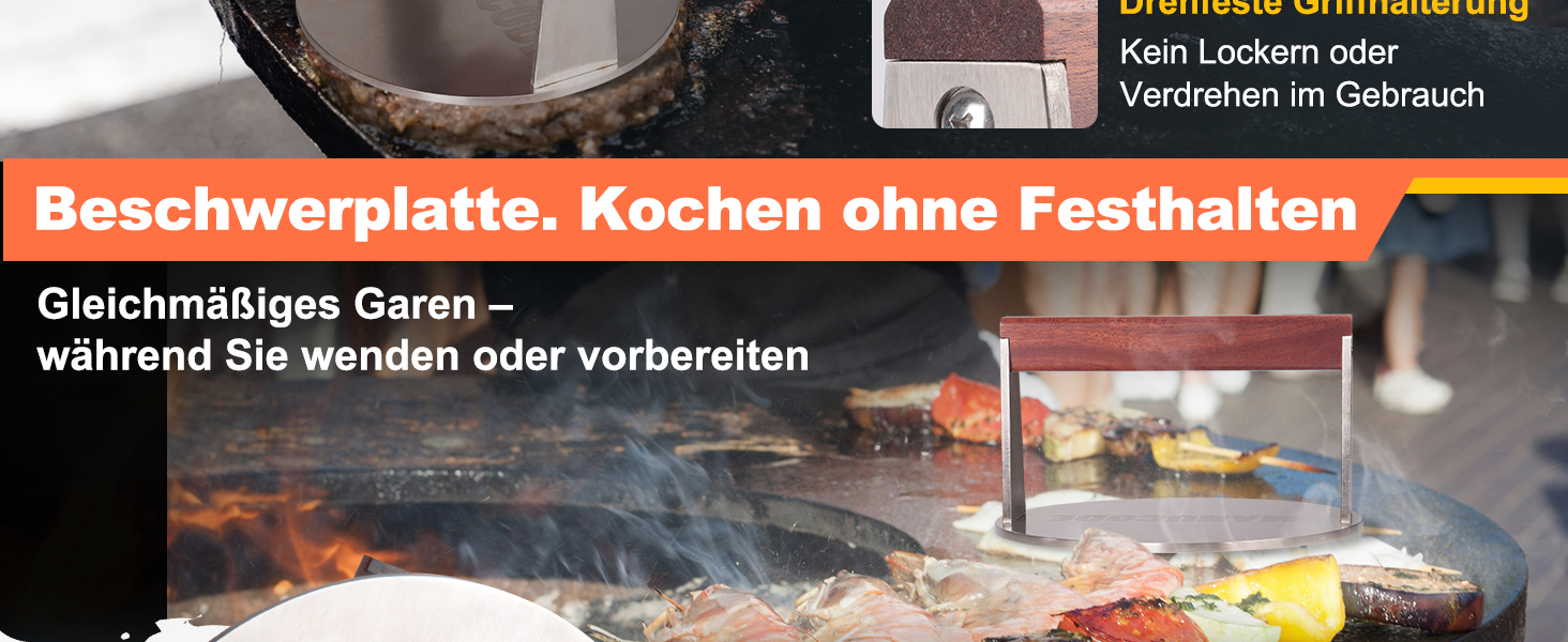 Пресс для смаження бургера з нержавіючої сталі, 17 см, 1000 г, Burger Smasher, Fleischbeschwerer для стейків