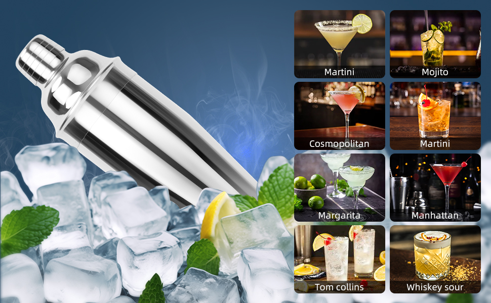 Професійний набір бармена Cinnani 20 предметів: коктейльний шейкер, стійка та аксесуари для приготування коктейлів з нержавіючої сталі - подарунковий набір
