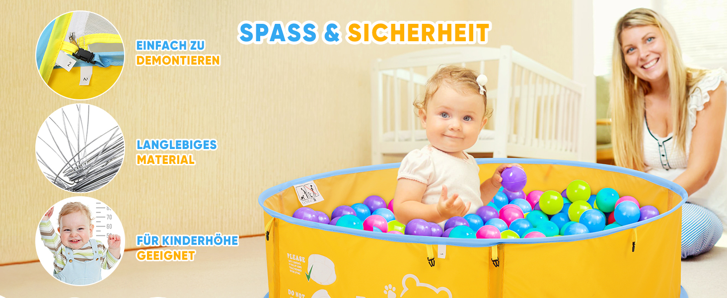 Дитяче басейн-тент Peradix 4-в-1 з UV захистом, басейн з кульками, москітна сітка, ігровий намет для дітей, літній басейн для ігор (блакитно-жовтий)