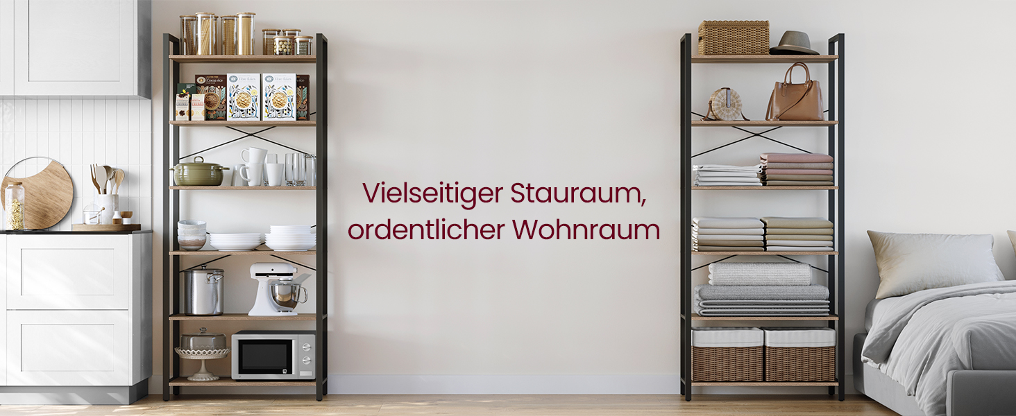 Стелаж VASAGLE з 6 полицями, сталевий каркас, для вітальні, спальні, кабінету, 30 x 80 x 186 см, індустріальний дизайн, вінтажний колір (коричневий + чорний)