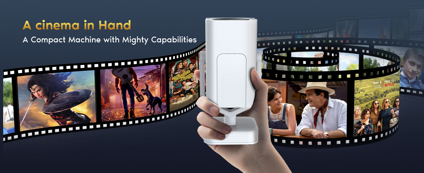 Портативний проєктор Mini Beamer з Android OS, автоматичною корекцією трапецеїдальних спотворень, підтримкою 4K 1080p, Bluetooth WiFi6, 160 ANSI, електричним фокусом для телефону/ТВ приставки/Outdoor/ноутбука