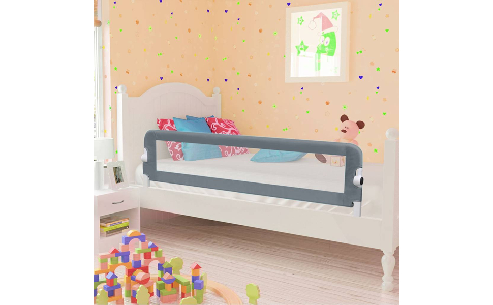 Захисний бортик для ліжка vidaXL для дітей та малюків 150x42 см, сірий, поліестер