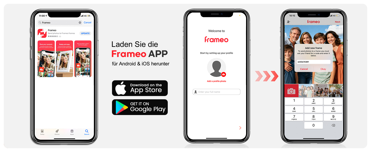 FRAMEO Цифровий фоторамка 15.6" WiFi, IPS, FHD 1920x1080, 32GB, сенсорний екран, автоповорот, для стін, віддалений доступ через додаток FRAMEO