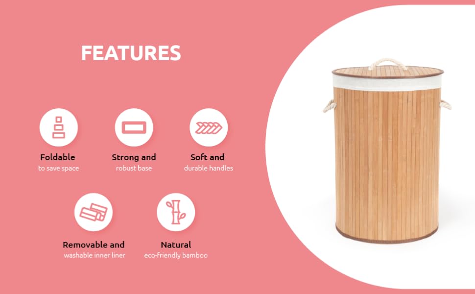 Кошик для білизни з бамбука знімний мішок - стильний аксесуар для ванної, спальні або пральні, декоративне зберігання