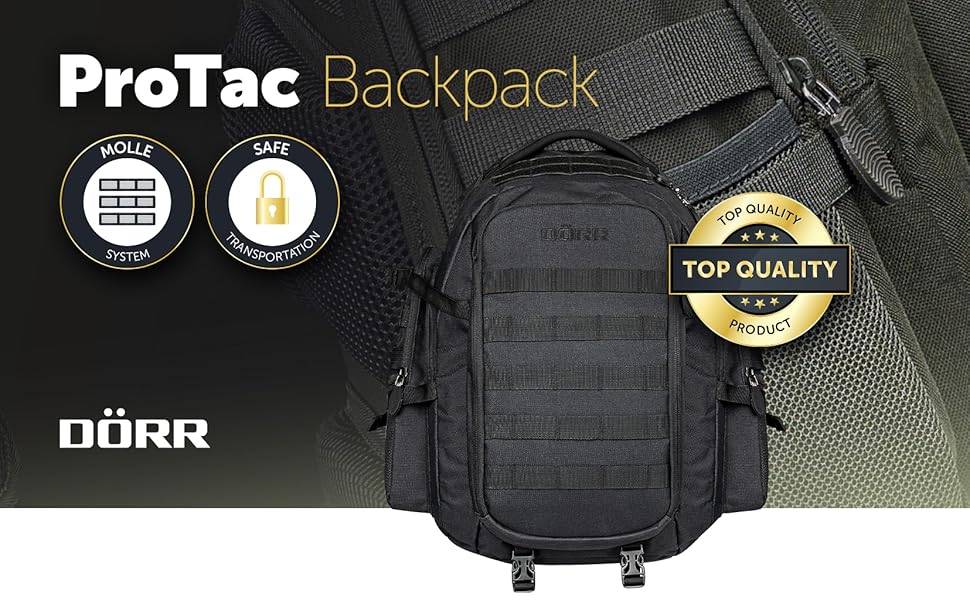 Рюкзак DRR Protac Daypack - ідеально підходить для активного відпочинку Піші прогулянки - Риболовля - Бушкрафтінг - Стрільба - Полювання (чорний поліестер)