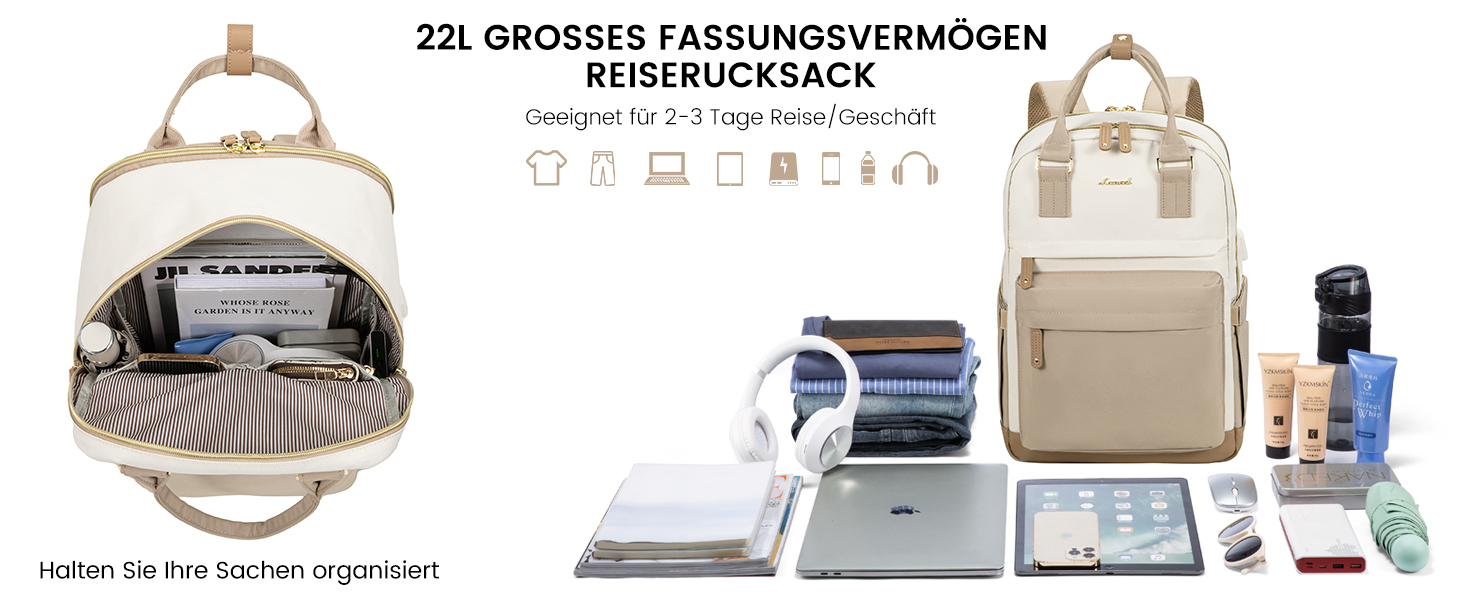 LOVEVOOK Рюкзак для жінок, 15.6 дюймів, рюкзак для ноутбука, рюкзак для подорожей, водонепроникний, сумка для роботи, рюкзак, жіноча шкільна сумка, для підлітків, дівчаток, елегантний, для школи, університету, подорожей, роботи, офісу, Бежевий, 15.6 дюймів, A-beige & Khaki