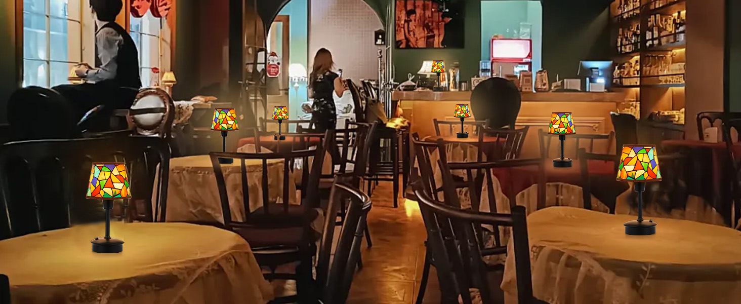 2 шт. Бездротові настільні лампи для обіднього столу з акумулятором 5200mAh, сенсорне регулювання яскравості, портативні лампи для ресторану, вітальні, спальні, бару, їдальні, нічники (багатобарвні, 2 шт.)