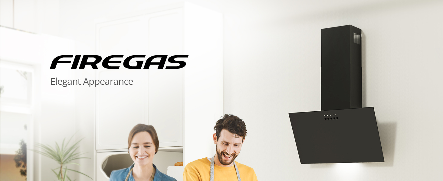 Похила витяжка для кухні FIREGAS 60 см з LED-підсвіткою, 3 рівня швидкості, режимами відводу та рециркуляції (вугільний фільтр)
