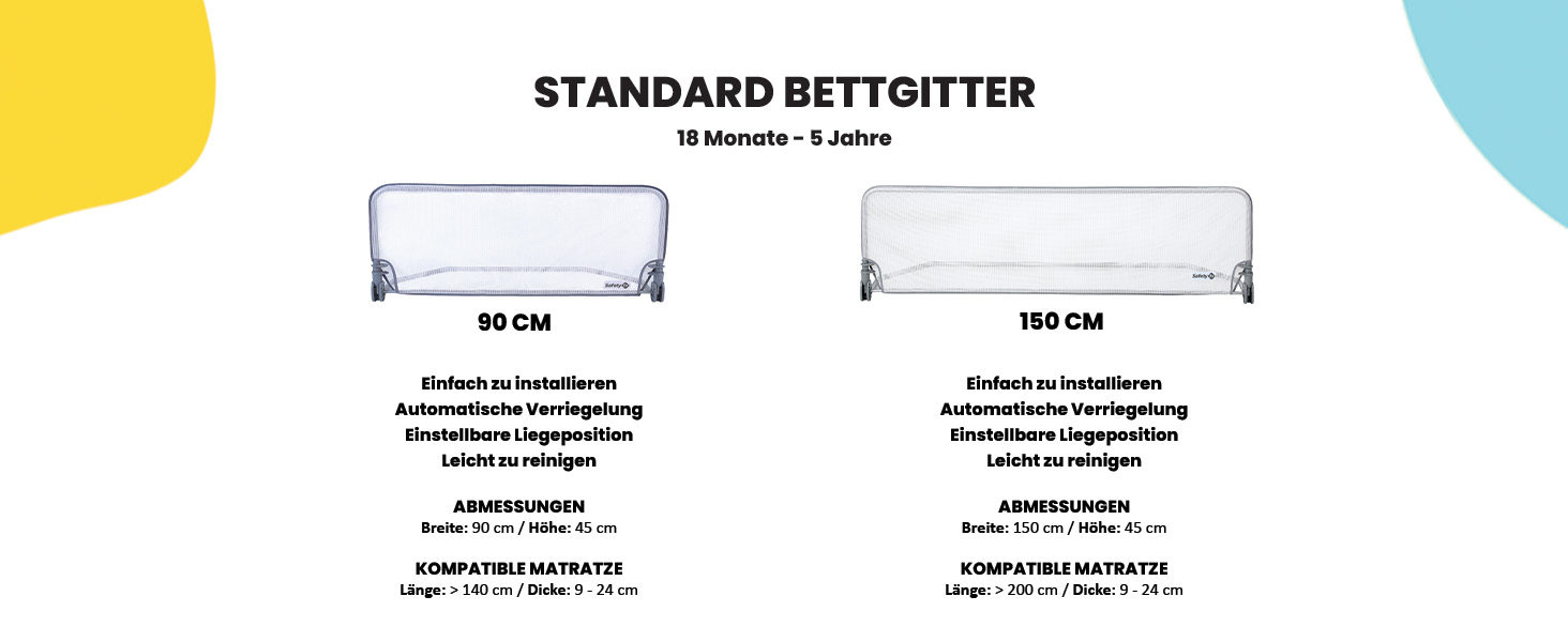 Бортик для ліжка Safety 1st портативний, сірий (18 міс. – 5 років) – захист від випадання, легкий монтаж, автоматичний замок