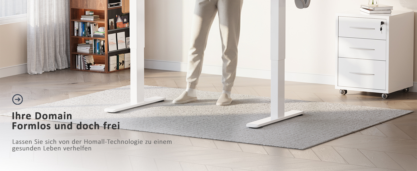 Регульований стіл Homall 200x80 см з USB-портом, електропривод, органайзер для кабелів, пам'ять положень, білий комп'ютерний стіл