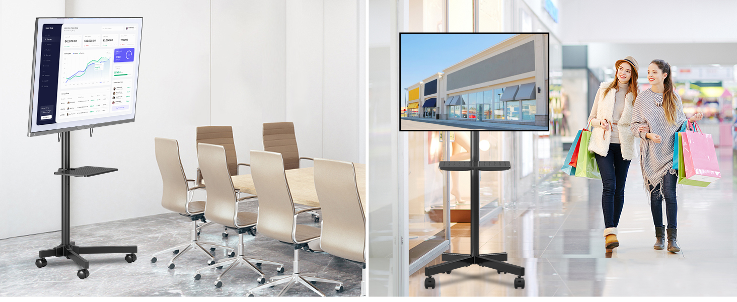 Телевізійна стійка Suptek на колесах для LCD/LED 21–60'', мобільний стенд з полицею, регульована висота, до 35 кг, VESA 400x400