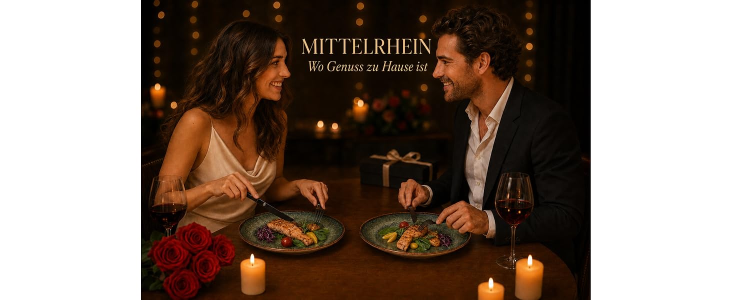 Набір столових приборів LORELEY MITTELRHEIN Premium, 24 предмети на 6 осіб, чорний матовий, нержавіюча сталь, для дому та ресторану