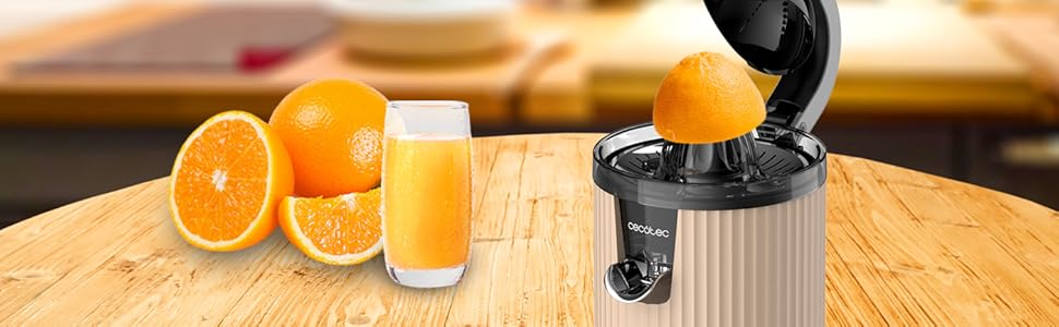 Соковижималка для цитрусових Cecotec Xqueeze RetroJuice 600 Red (600 Вт, бежевий) - Електрична соковижималка для апельсинів та цитрусових з нержавіючої сталі та пластиковим конусом