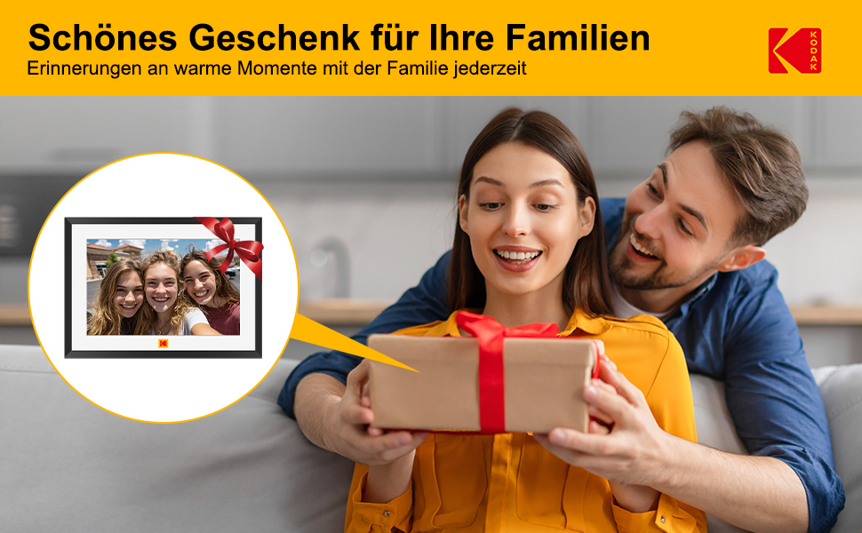 Цифровий фоторамка Kodak WiFi 10,1 дюйма, вбудована пам'ять 32 ГБ, сенсорний екран 1280x800, акумулятор 4000 мАг (чорний)