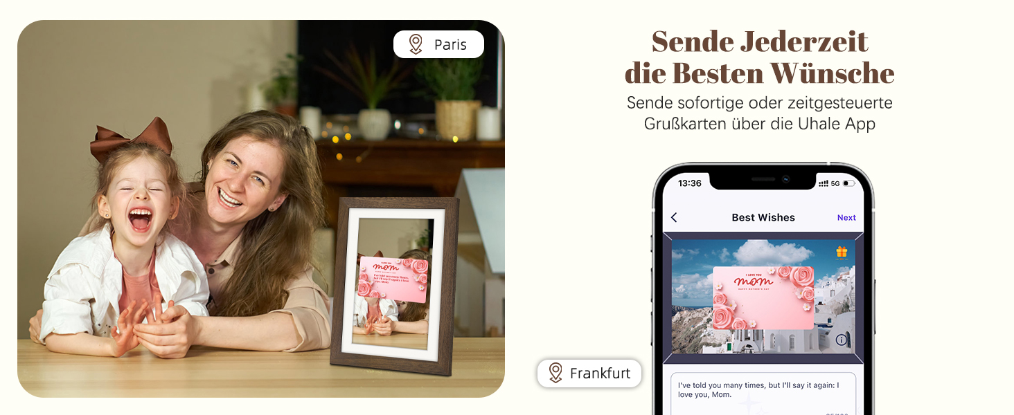 Цифровий фоторамка Eptusmey 10.1 дюймів з Wi-Fi, дерев'яний корпус з дуба, 32GB, HD IPS сенсорний екран 1280x800, відтворення фото/відео через Uhale APP, подарунок для чоловіків та жінок, колір A-Білий