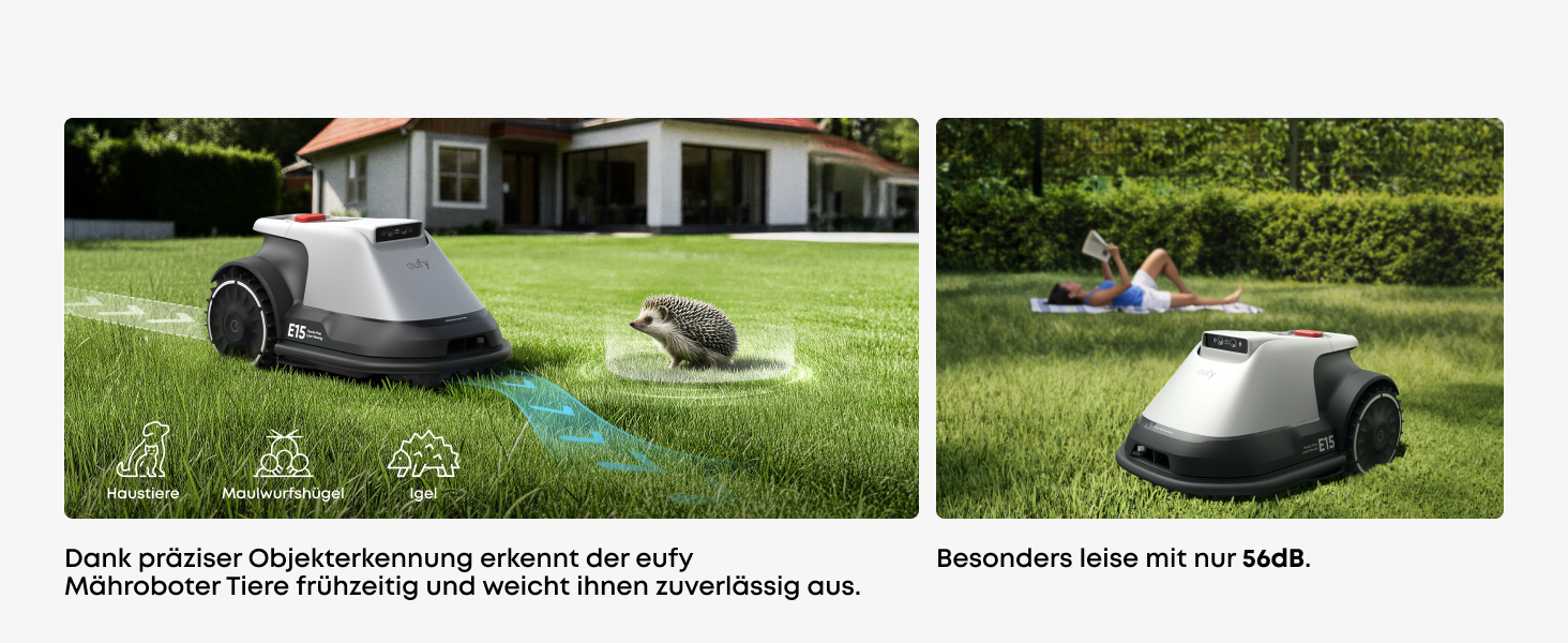 Робот-газонокосарка eufy E15 без дроту, до 800 м², TrueVision, навігація, уникнення перешкод, керування через додаток