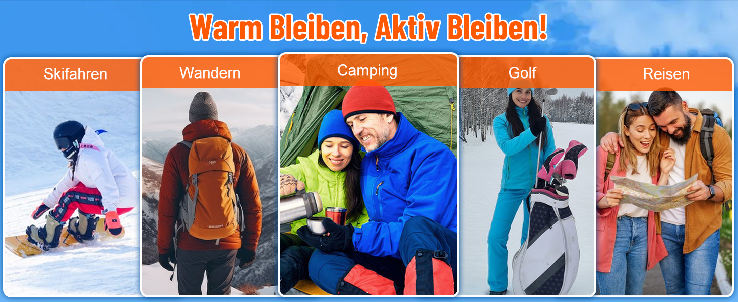 Електричний гріє для рук з ліхтариком, 2 шт., 5000mAh, магнітний, 5 температурних режимів, портативний, для жінок, зимовий подарунок, для зимових видів спорту, indoor/outdoor, чорний та помаранчевий