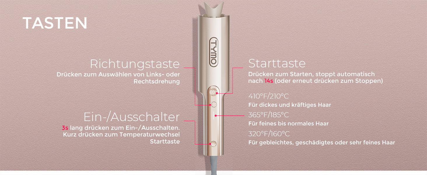 Автоматичний локшик TYMO Curlpro Plus 25mm: великі локони, захист від опіків, для довгих волосся