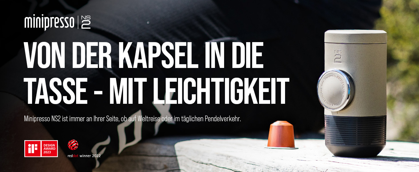 WACACO Minipresso NS2 - портативна кавомашина для Nespresso капсул, ручна, бежевий колір