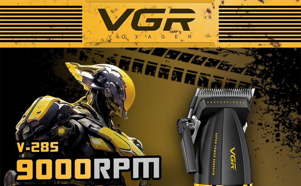Машинка для стрижки VGR 285 Fresh Fade професійна, акумуляторна, 9000 об/хв, з LED-дисплеєм для чоловіків