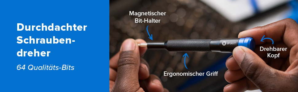 Набір інструментів iFixit Pro Tech для ремонту електроніки: біти та відкривачі для телефонів, ноутбуків, ПК, ігрових консолей (Синій)