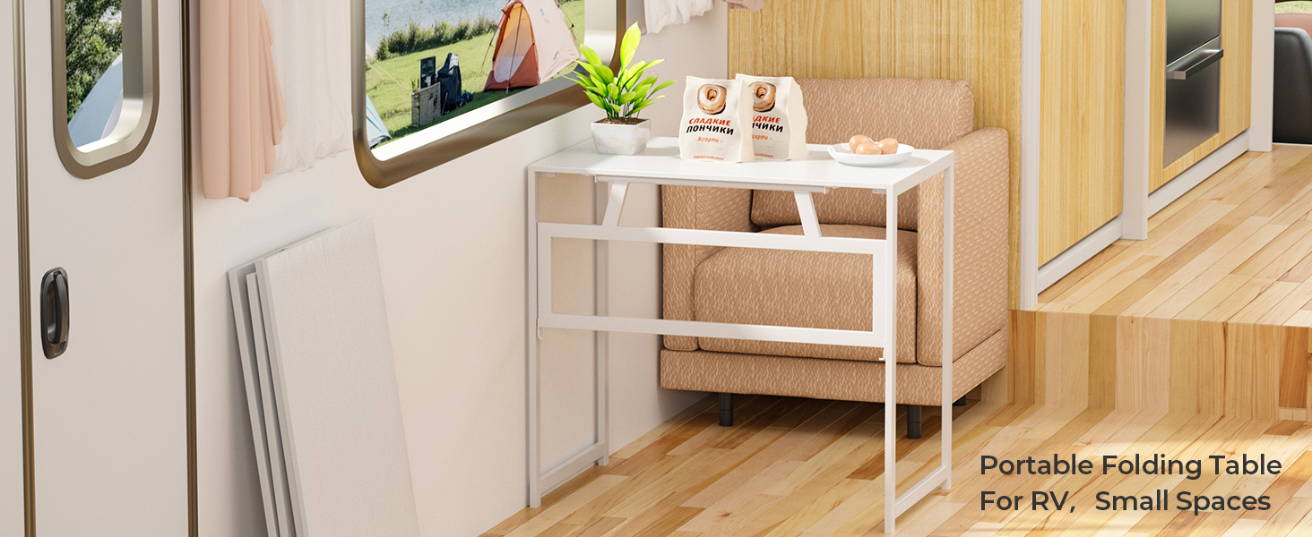 Складний стіл GreenForest 80x48 см для дому, офісу та саду, білий, компактний, без збірки