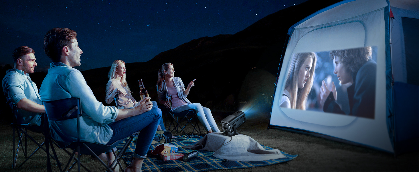 Портативний проєктор Mini Beamer 4K з підтримкою WiFi 6 та Bluetooth 5.4. Підходить для Android 11, HDMI, TV Stick, Laptop. Автоматична корекція траєкторії, обертання 360° (HY320)