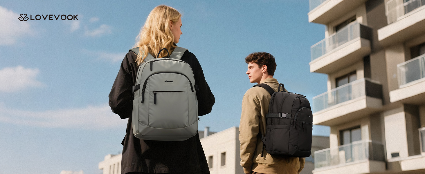 LOVEVOOK Рюкзак для ноутбука 17,3 дюйма, водонепроникний, для жінок та чоловіків, чорний