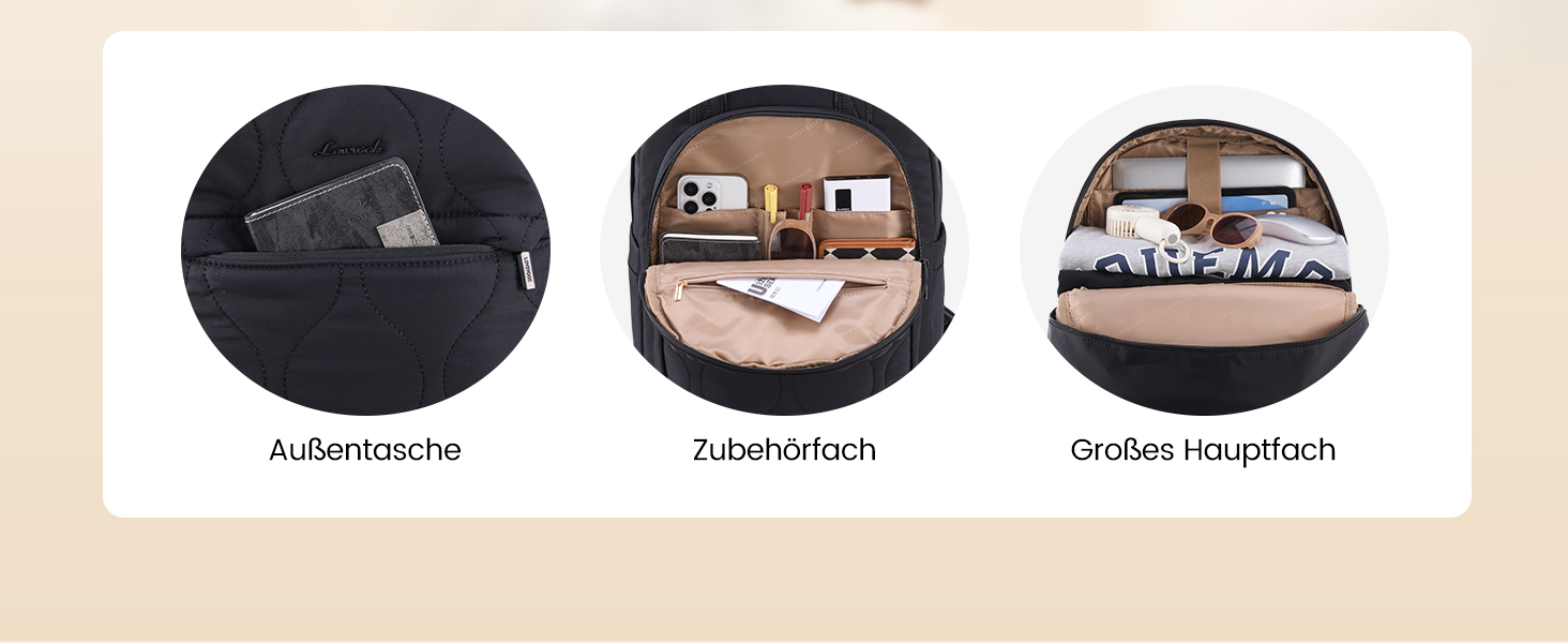 Сумка-рюкзак LOVEVOOK для жінок, рюкзак для ноутбука, шкільний рюкзак для підлітків, легкий рюкзак з підкладкою, велика робоча/навчальна сумка, рюкзак для подорожей, елегантний, чорний, 15,6 дюймів