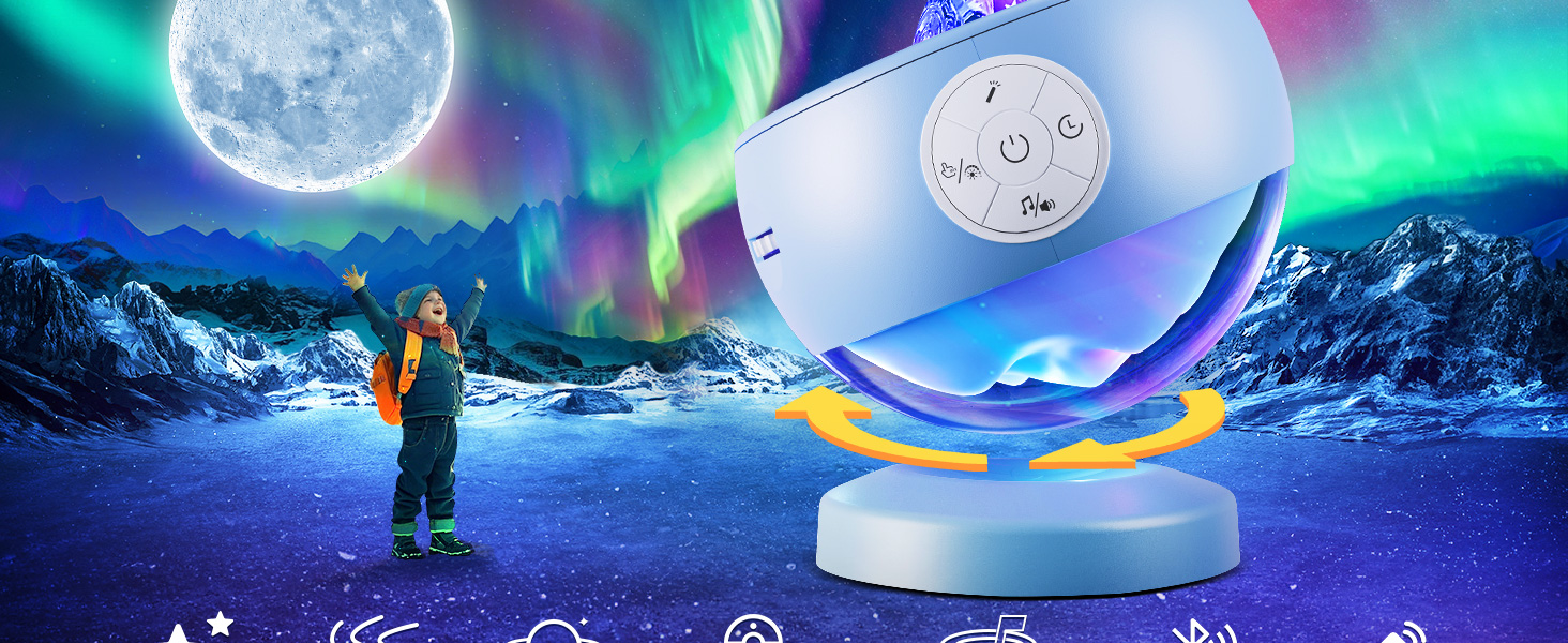 Проєктор зоряного неба Sternenhimmel: подарунок для дівчаток, жінок та хлопчиків. 300 режимів, нічник, Bluetooth, лампа північного сяйва для кімнати (Синій)