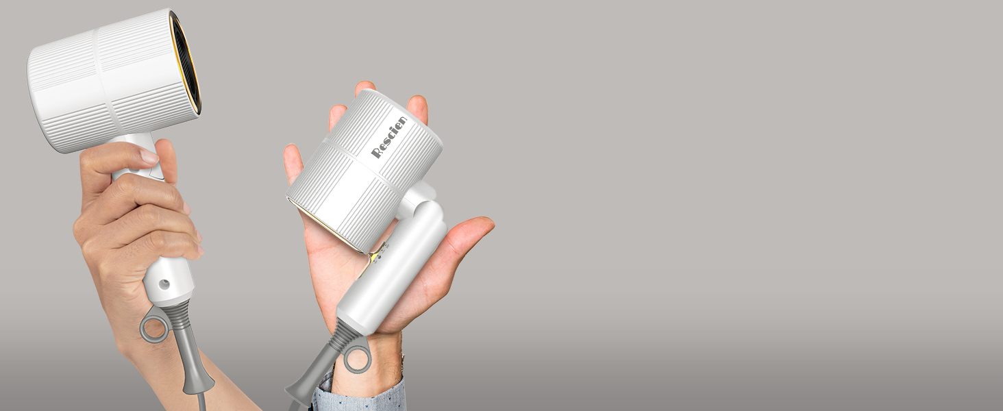 Компактний іонізуючий фен для волосся 2000W, складаний дорожній фен з дифузором та стилізуючою насадкою, швидке сушіння, білий